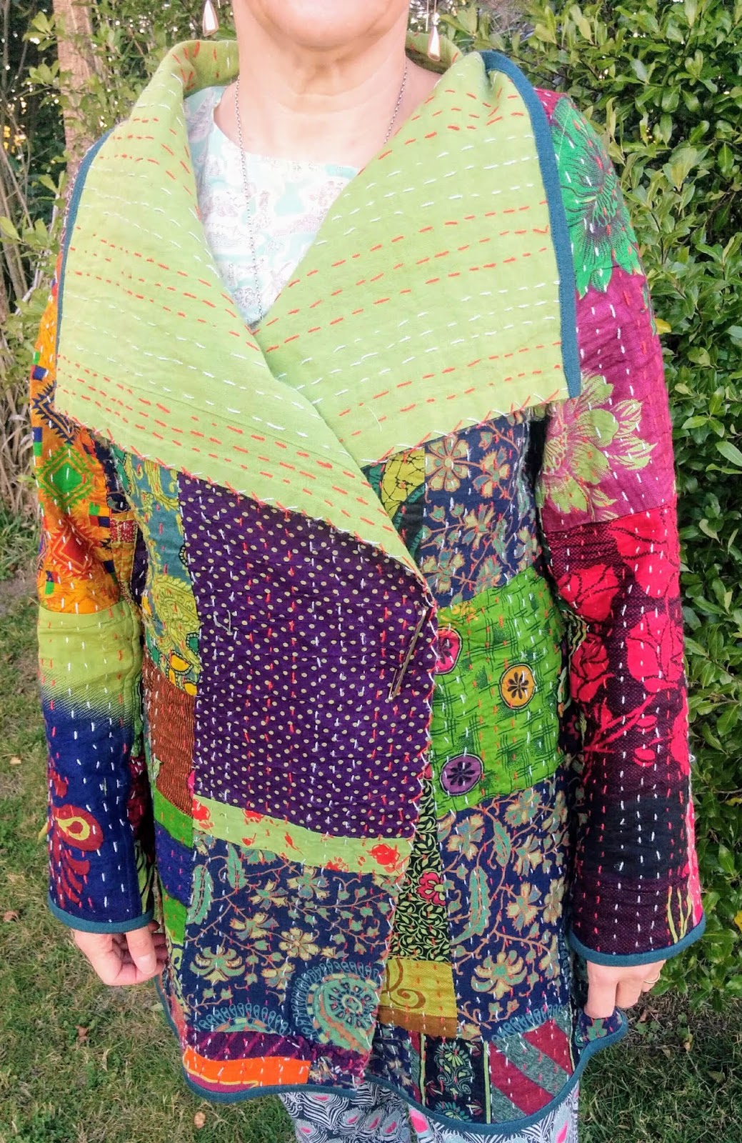 Creates Sew Slow Vogue 8430 MT Green/Pink Kantha Jacket
