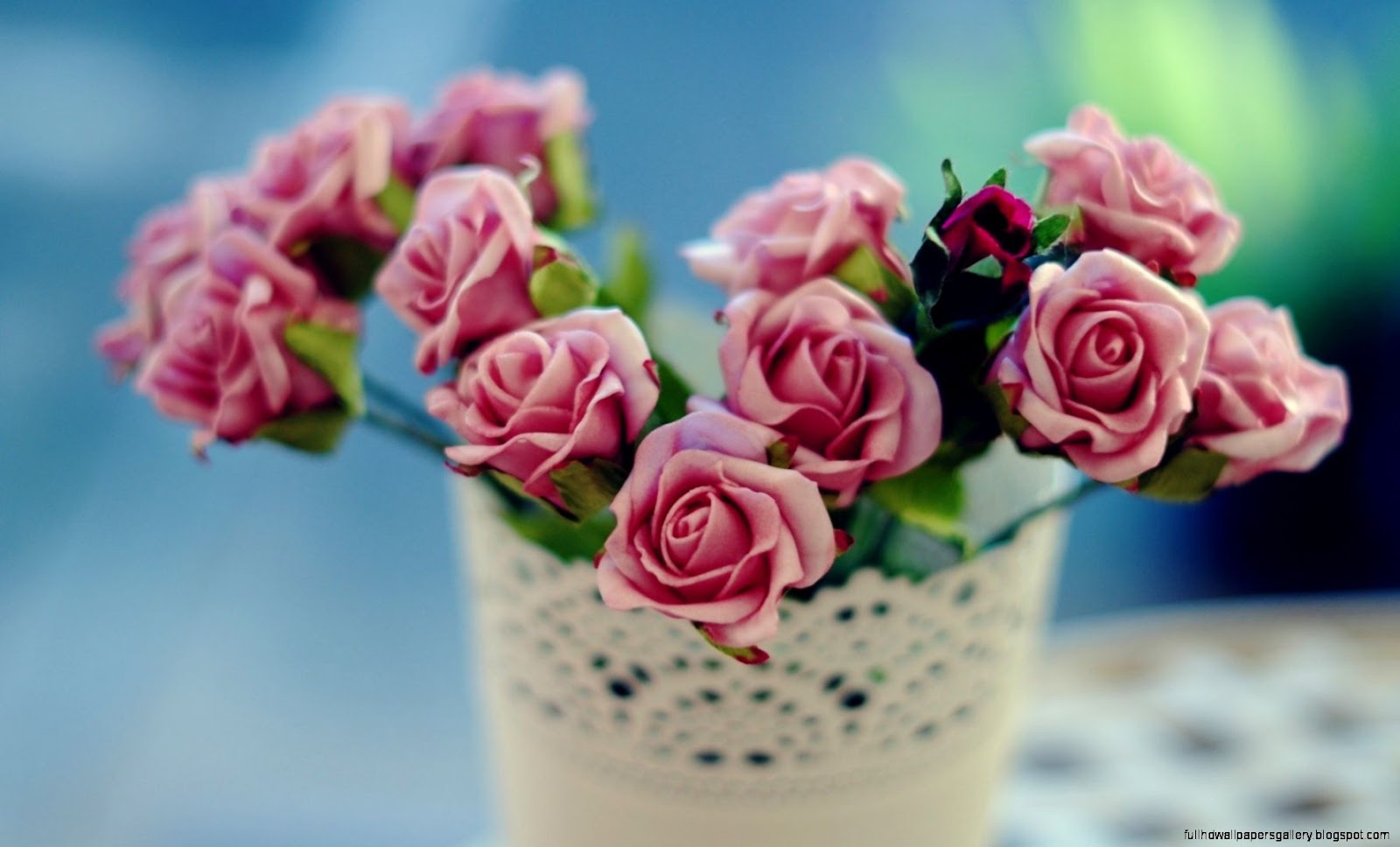 Vase Pink Roses Flowers