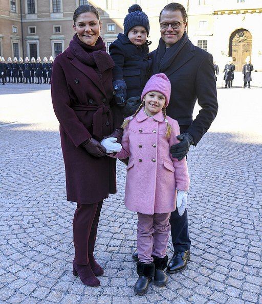 Prince Daniel, Princess Estelle and Prince Oscar attended Princess Victoria's Name Day. By Malina trousers