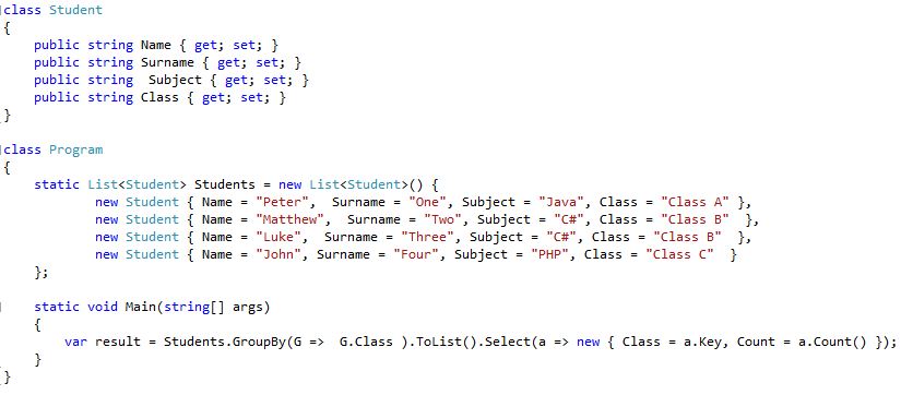 My Day To Day Challenges Linq Equivalent To SQL Select Count And Group By