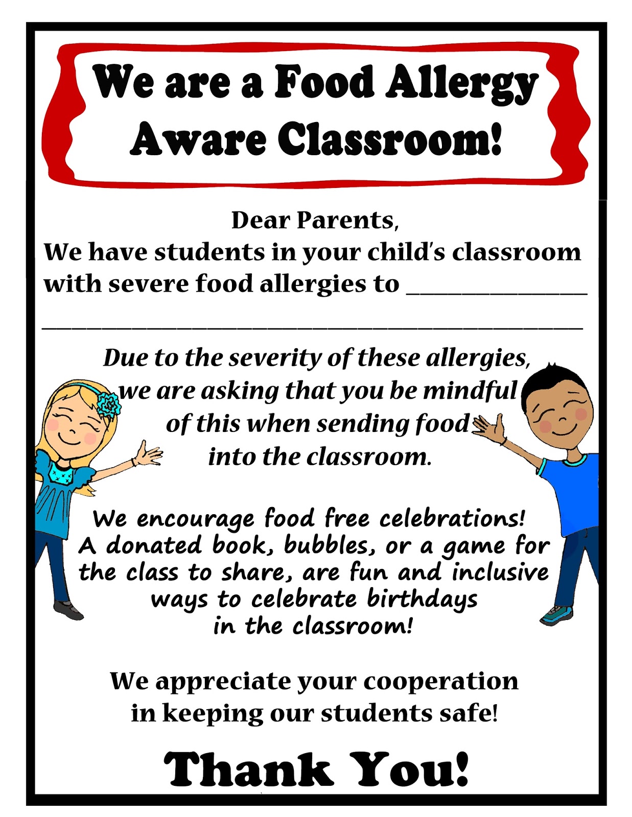 Thriving With Allergies Peanut Tree nut Free Classroom Poster Food  thriving-with-allergies-peanut-tree-nut-free-classroom-poster-food