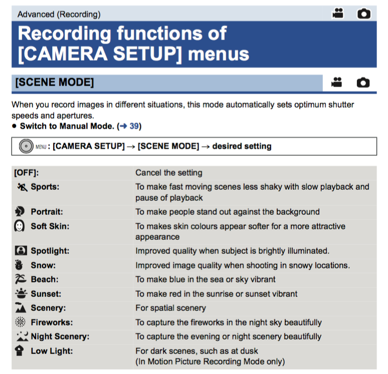 PSR Productions Know How Panasonic MDH2 Video Settings