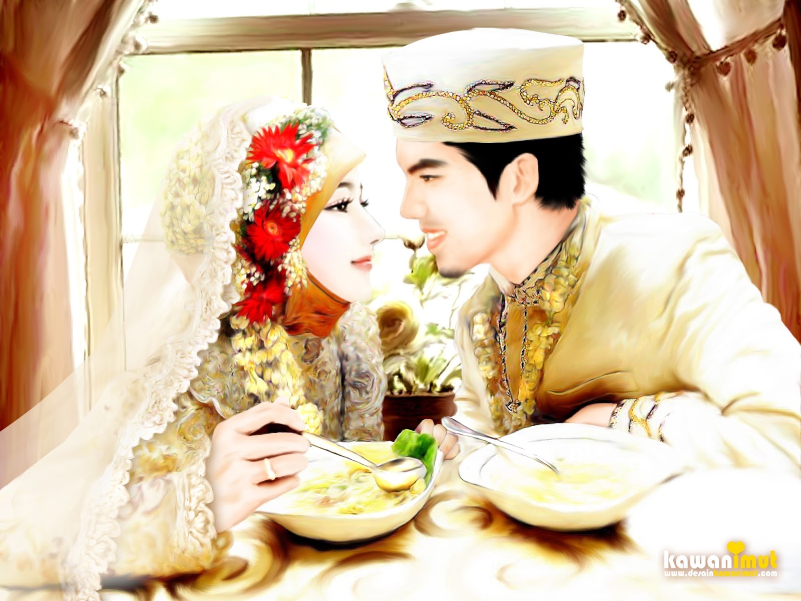 Gambar Jual Undangan Pernikahan Kartun Islami Dctu Tokopedia