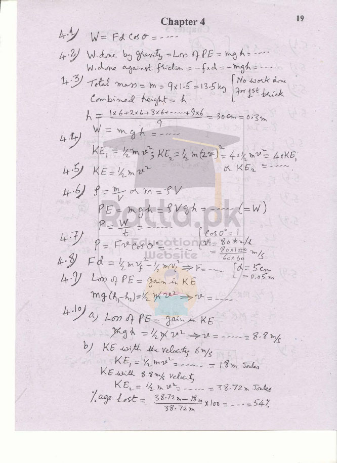1st Year Physics Solved Numericals Chapter 4 Work and Energy - 11th ...