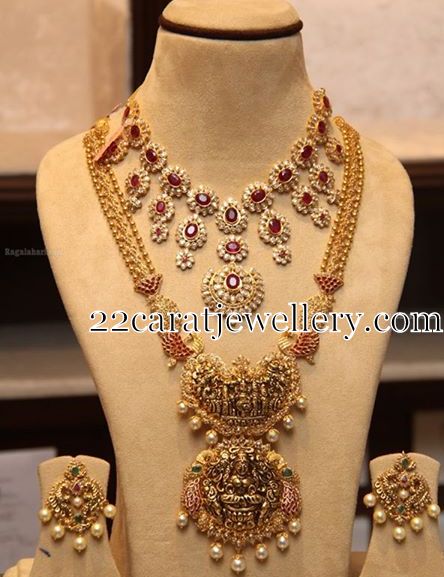 Nakshi Work Jewelry Ruby Polki Set