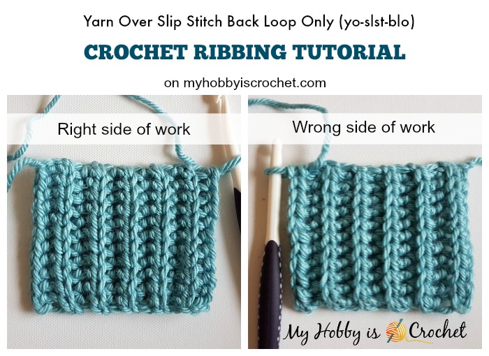 ( Faux Knit) Crochet Ribbing Tutorial - Yarn Over Slip Stitch Back Loops only  (yo-slst-blo)