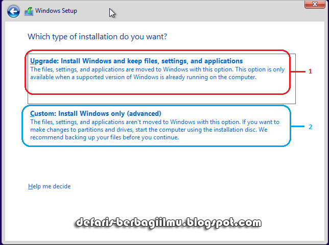 Pilihan Instalasi Windows 10