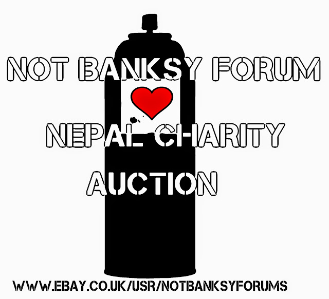 Another brilliant initiative in favor of Nepal is coming from the UK! The good guys and girls over at NotBanksyForum have put together an eBay auction in aid of the Disasters Emergency Committee to support the recent earthquake which happened in Nepal. 