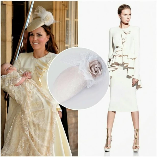 Catherine ,Duchess of Cambridge's Alexander McQueen Dress and Jane Taylor Millinery Hat