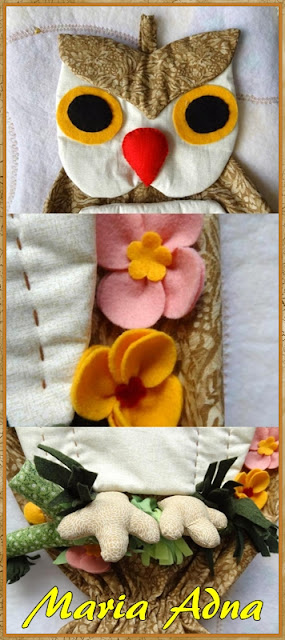 Puxa-sacos, Coruja decorativa em tecido, Decorative Owl, textile owl, Coruja-tecido