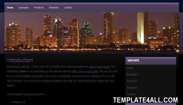 City Black Purple CSS Website Template