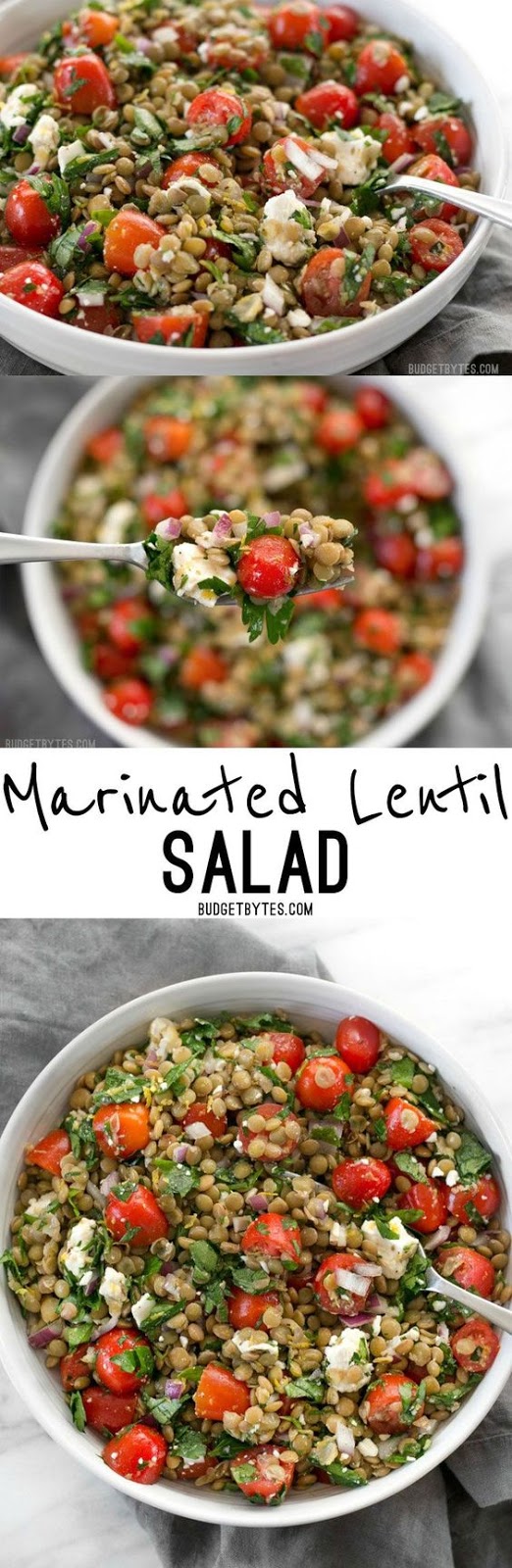 Marinated Lentil Salad is bright and flavorful, and infused with bold flavors like garlic and lemon.