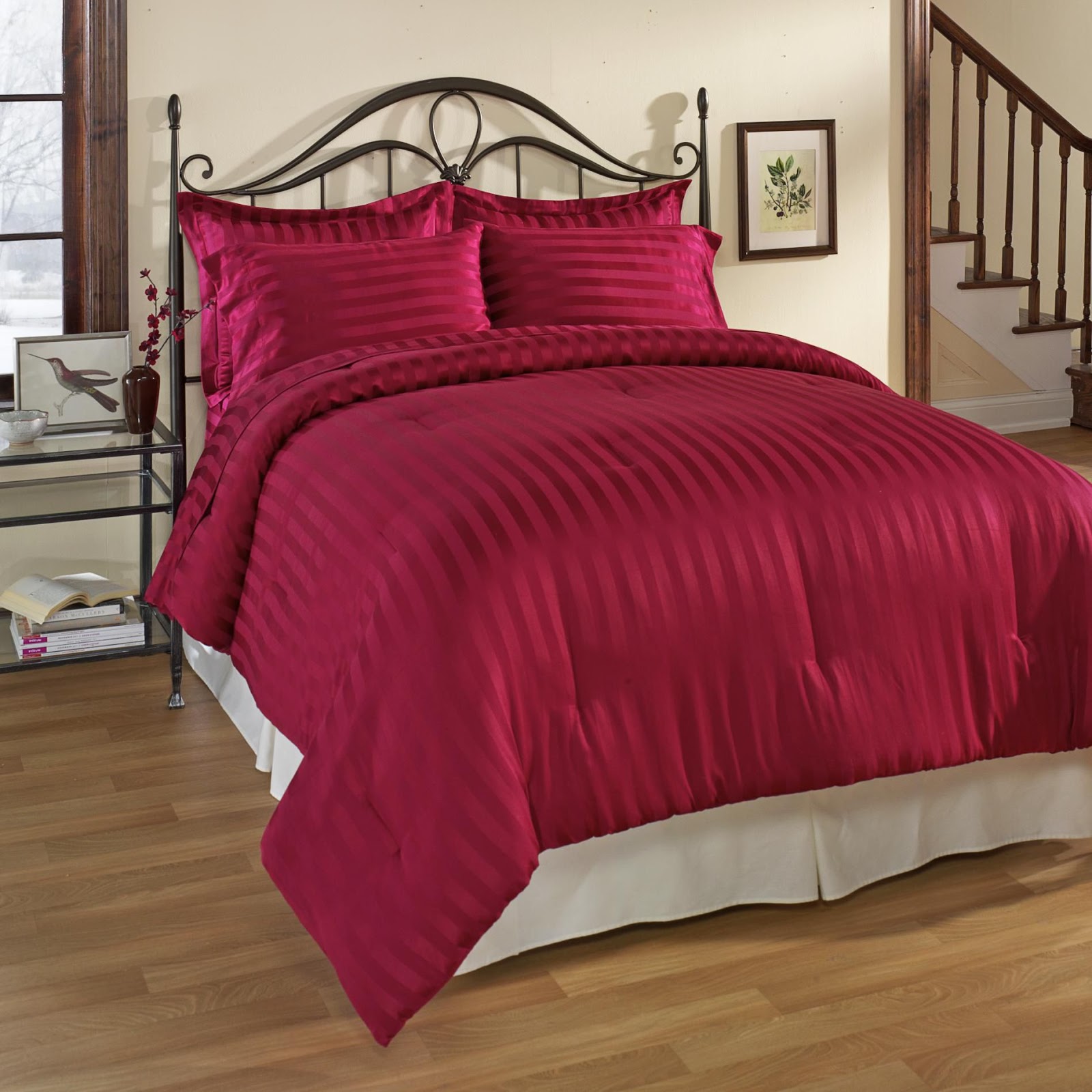 Essential Home Comforter Set in Burgundy or Navy + 2 Shams