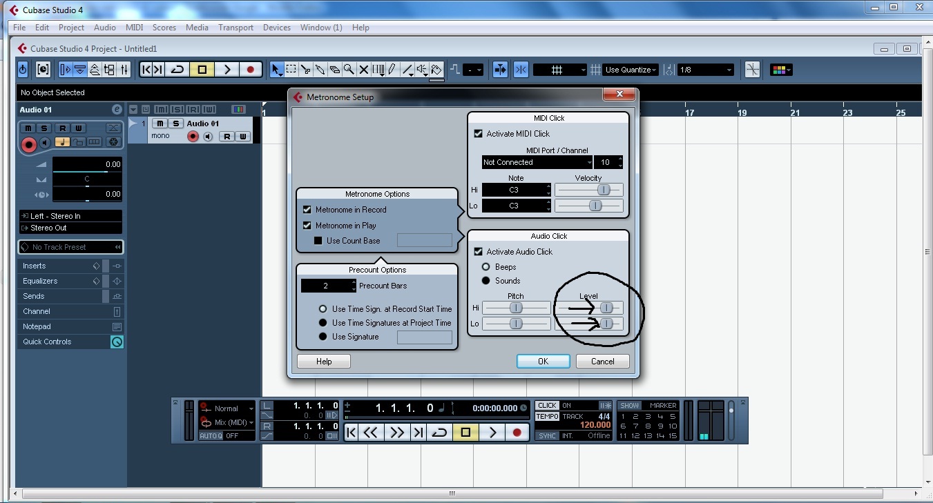 Cara menaikan volume metronom di cubase Sumber Blog