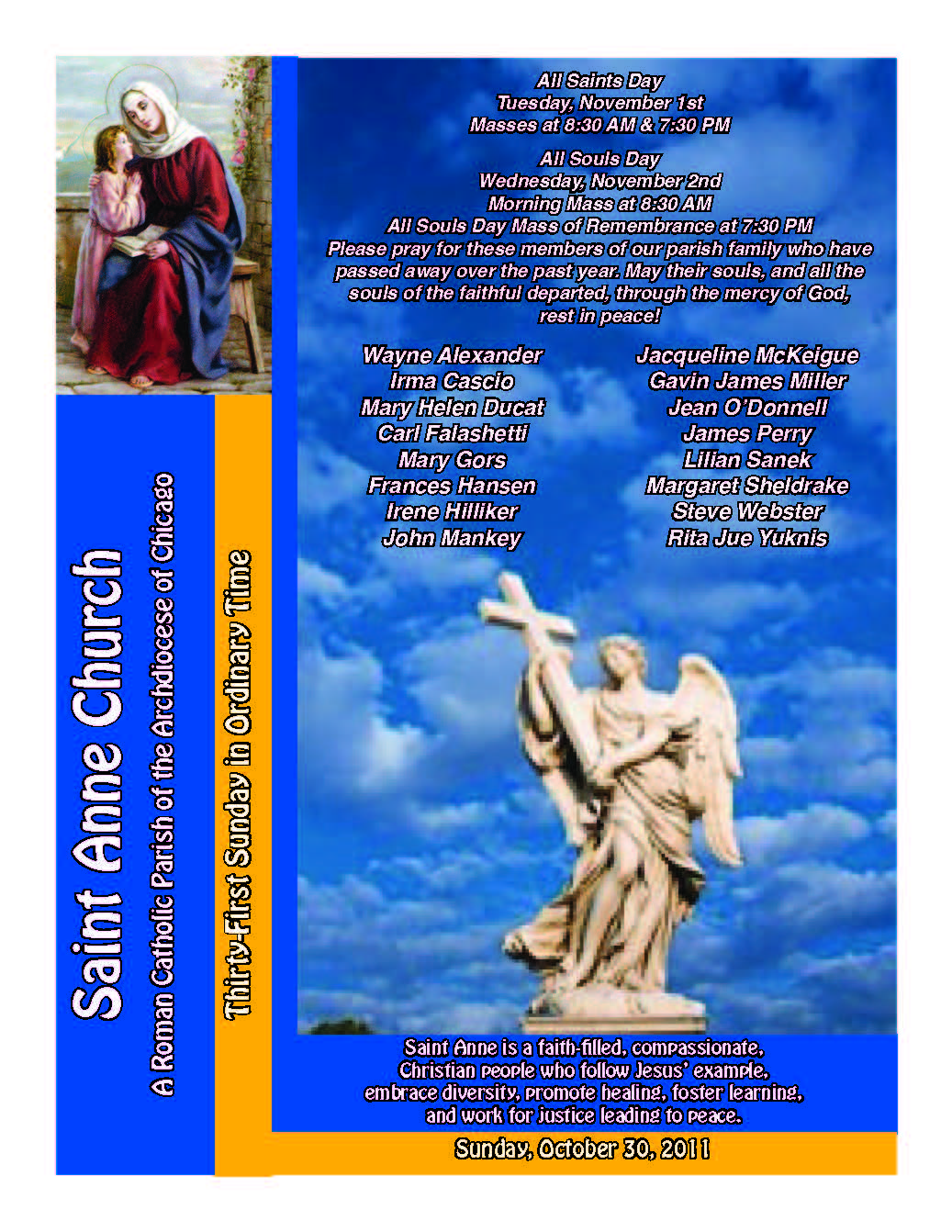 Just a Priest Saint Anne Parish Bulletin for Sunday, 30 October 2011