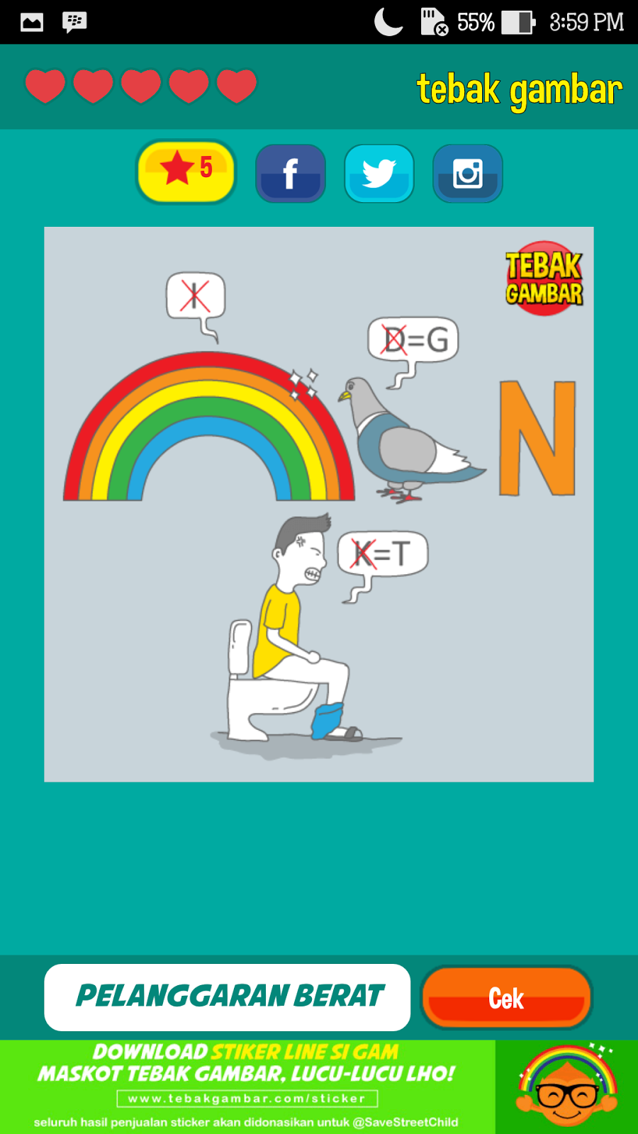 kunci jawaban Tebak Gambar level 20 Terbaru 2017