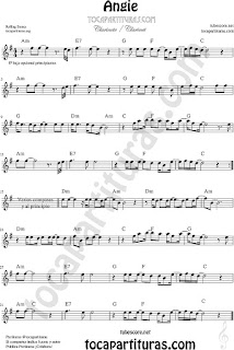  Clarinete Partitura de Angie The Rolling StonesSheet Music for Clarinet Music Score