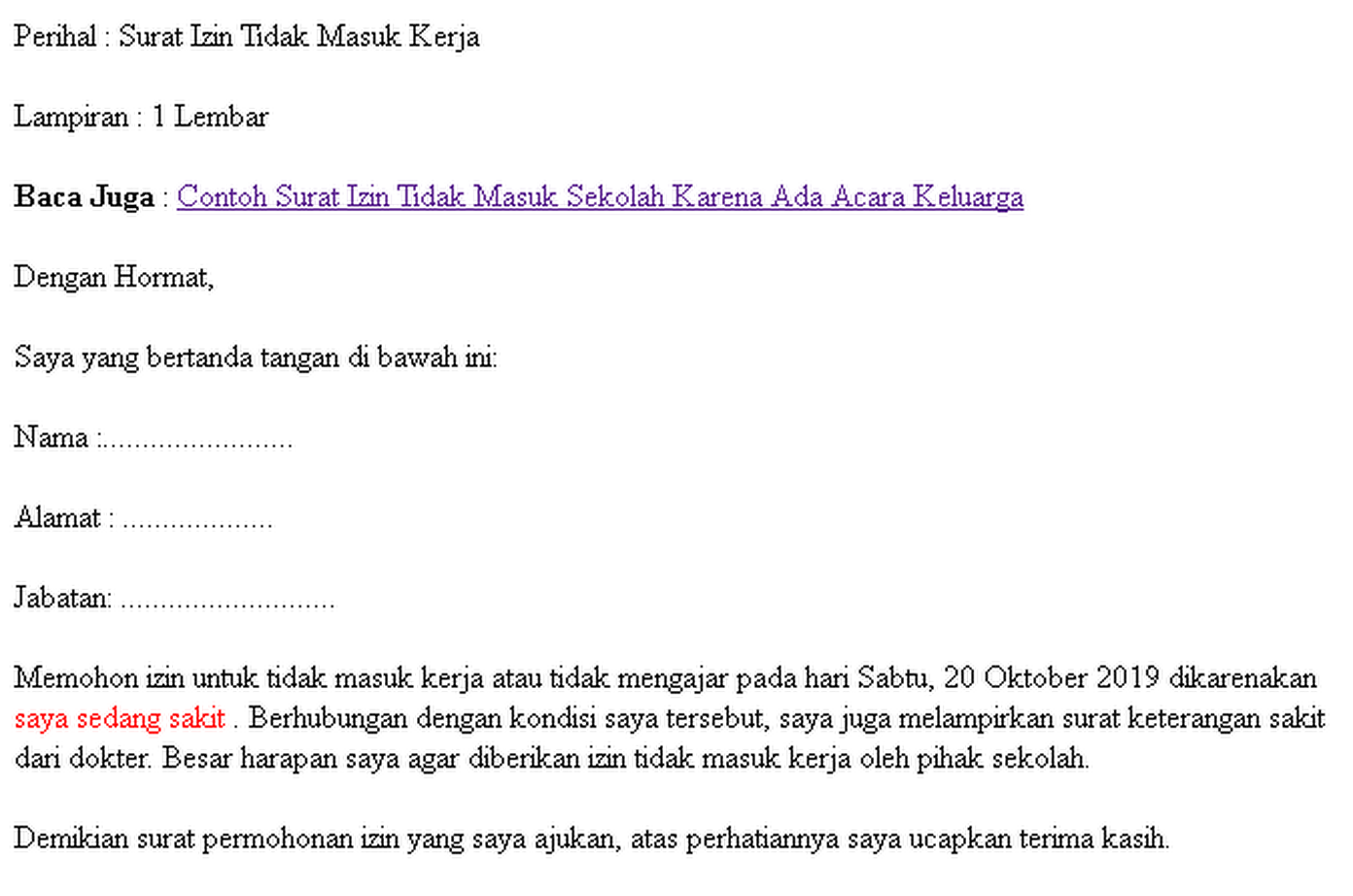 Contoh Surat Izin Sekolah Karena Ada Acara Keluarga