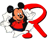 Alfabeto de Mickey Mouse en diferentes posturas y vestuarios R.
