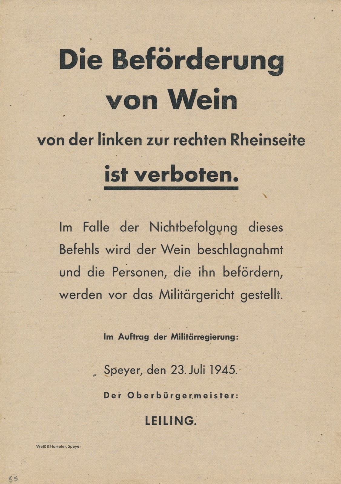 Speyer 1945 - Das Ende und ein Anfang : 23. Juli 1945