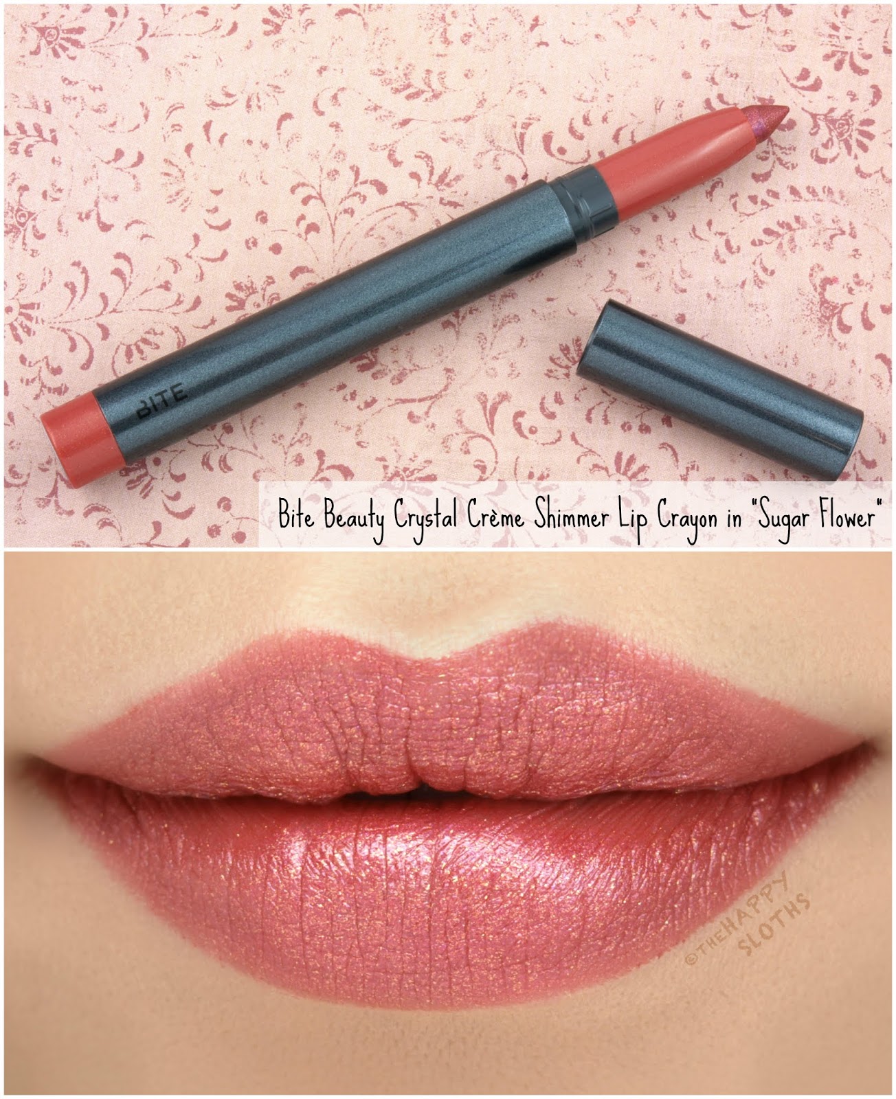 Bite Beauty | Crystal Crème Shimmer Lip Crayon in "Sugar Flower": Review and Swatches