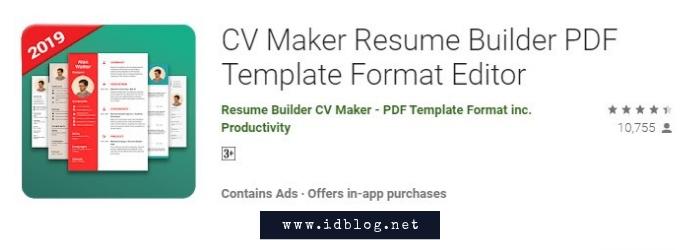 CV Maker Resume Builder PDF Template Format Editor