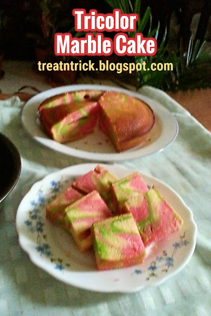 Tricolor Marble Cake Recipe @ treatntrick.blogspot.com