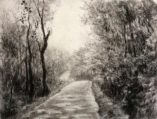 Original charcoal painting of a forest from Coorg by Manju Panchal