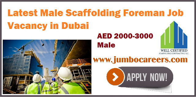 Latest Male Scaffolding Foreman Job Vacancy in Dubai
