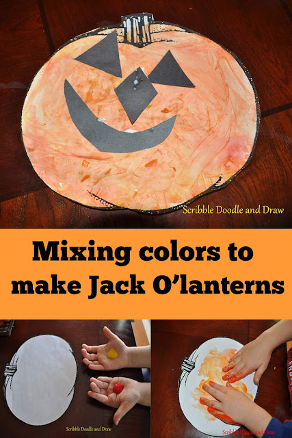 Create a fun jack o'lantern by mixing colored paint