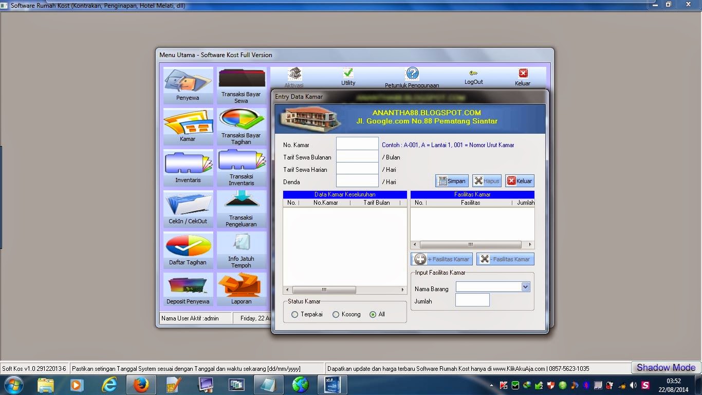 Anantha.blogspot.com: APLIKASI MANAGEMENT RUMAH KOST 1.0 UPDATE 29.12.