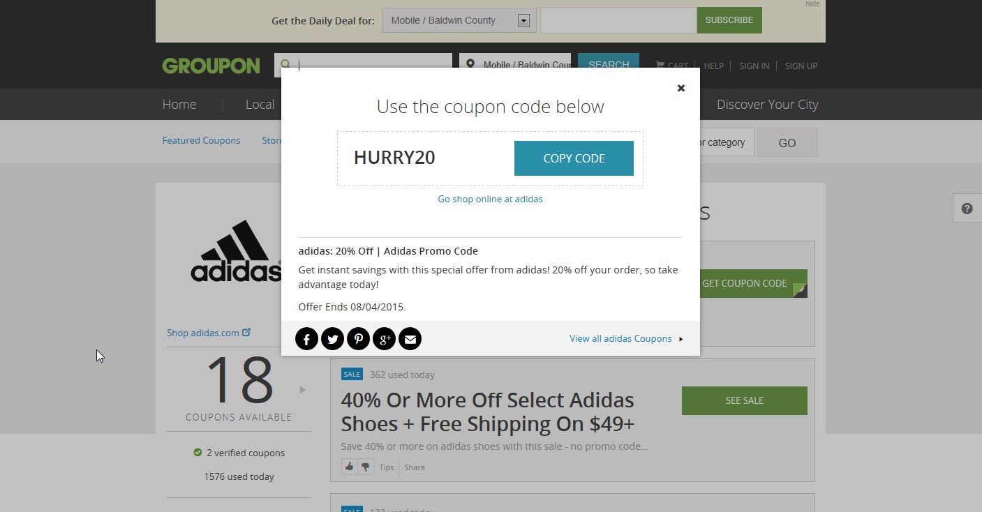 groupon adidas promo code