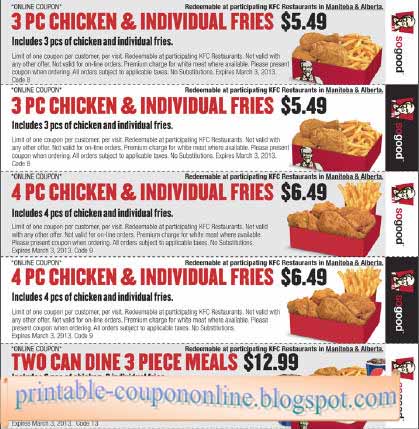 Kfc online discount coupons