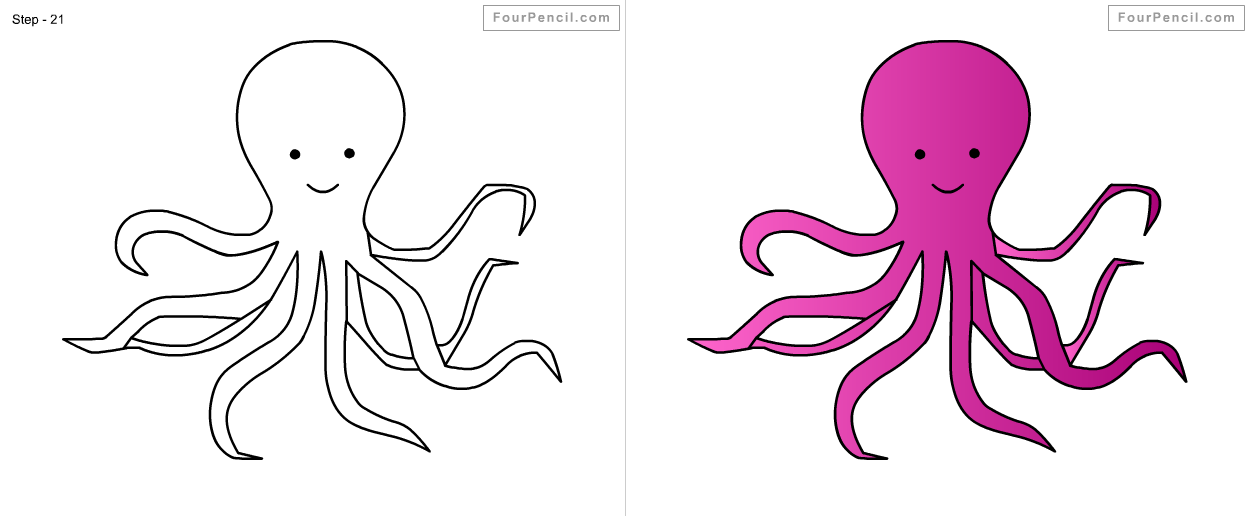 Fpencil: How to draw Octopus for kids step by step