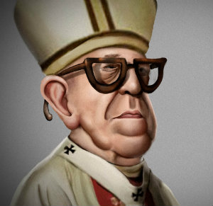 caricatura do papa Francisco