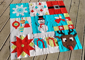 Quilt blocks 1-9 for the I Wish You a Merry QAL