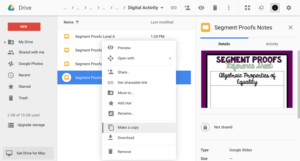 Google/INB Activity for Segment Proofs | Mrs. Newell's Math