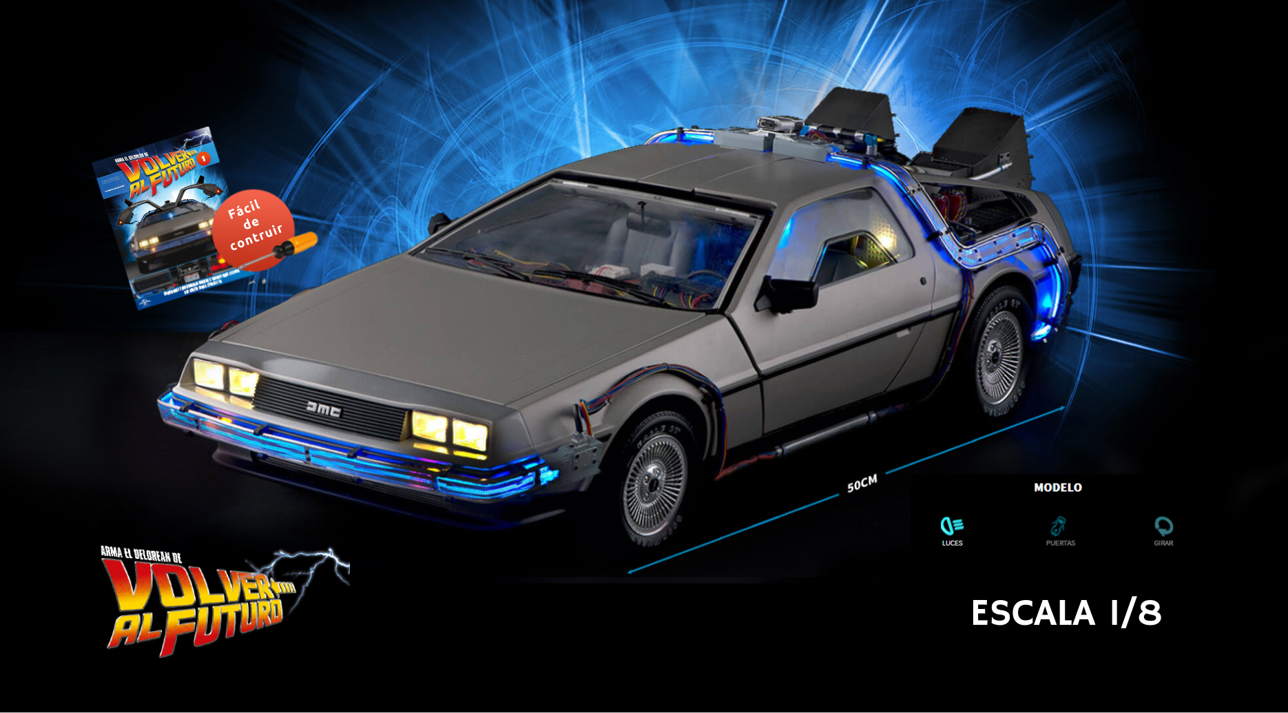 arma el delorean de volver al futuro 1:8 mexico