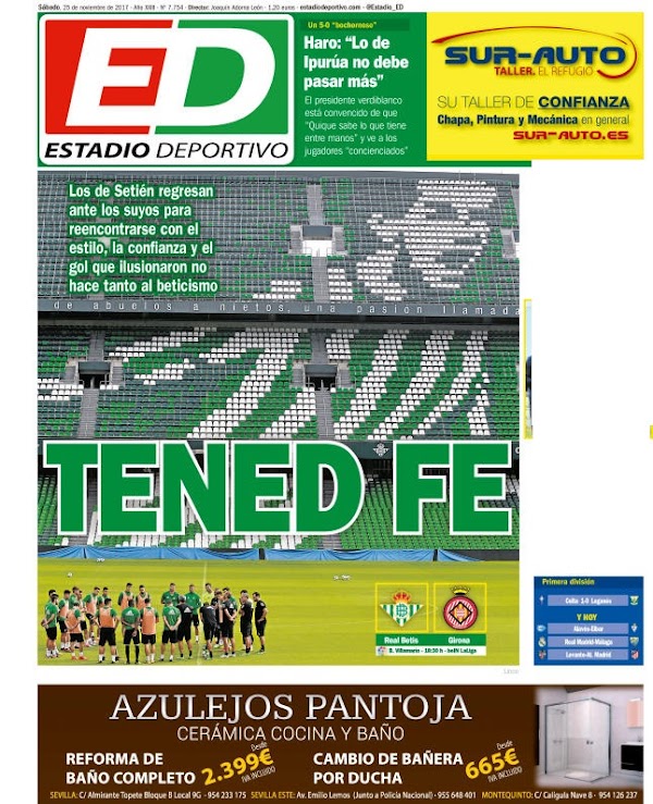 Betis, Estadio Deportivo: "Tened fe"