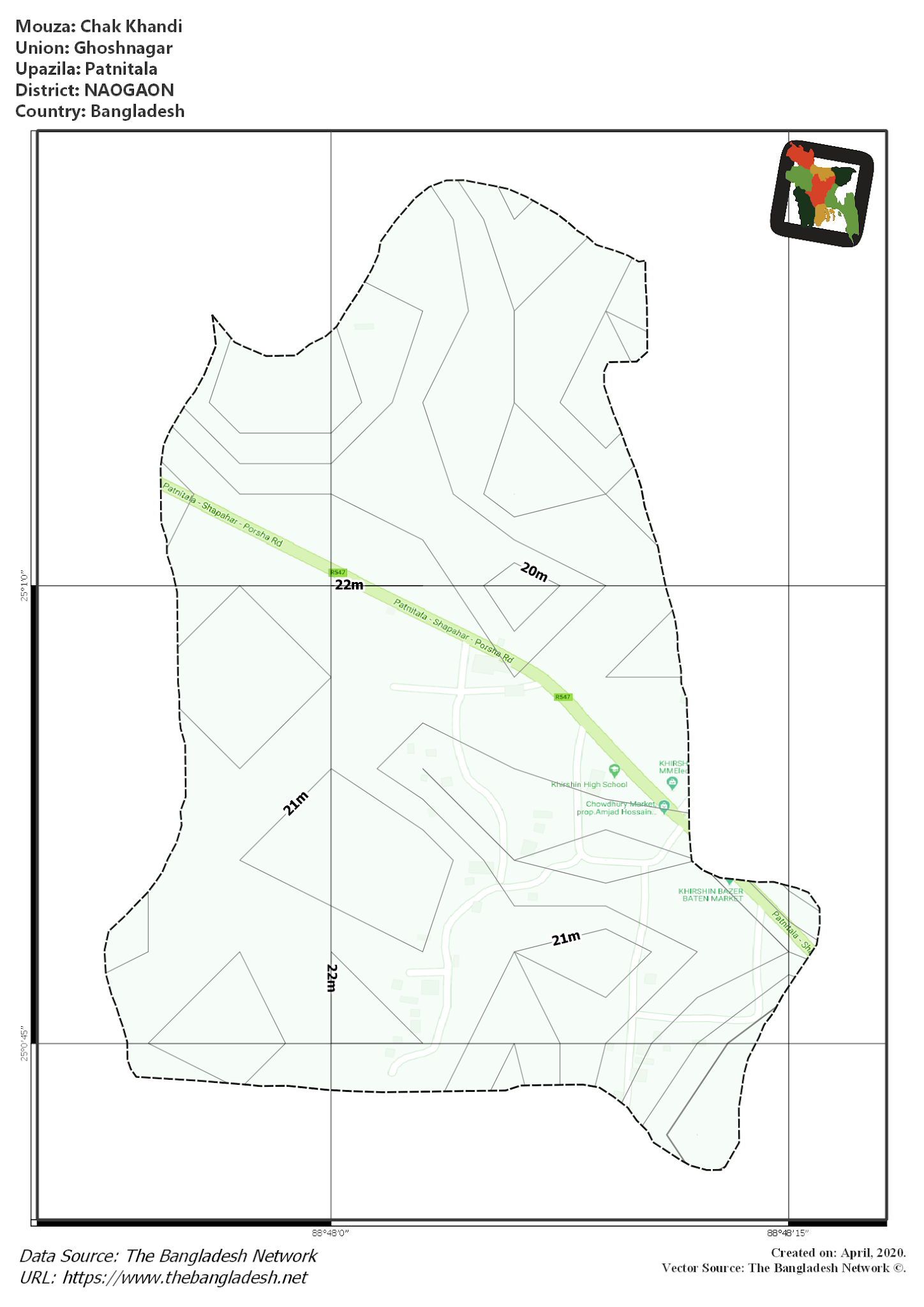 Map of Chak Khandi Mouza of Patnitala Upazila, NAOGAON, Bangladesh.