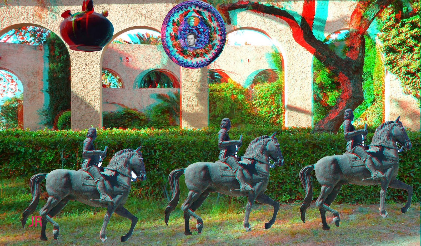 mirando por la ciudad Caballos en el jardín