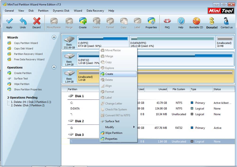 Show partitions. Show partitions