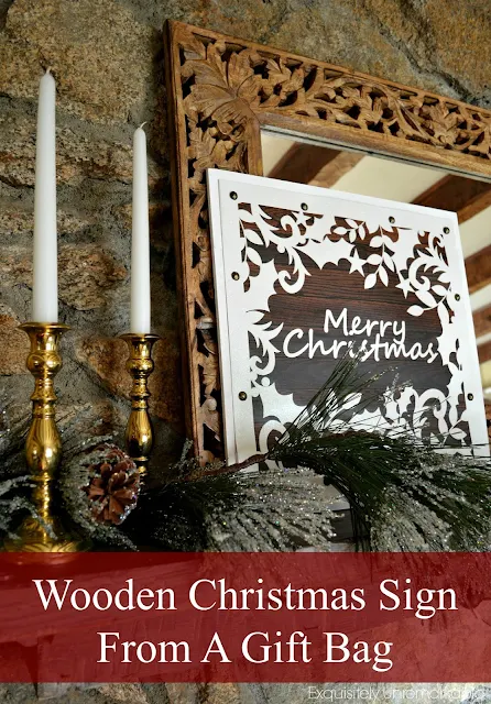Wooden Christmas Sign From A Gift Bag