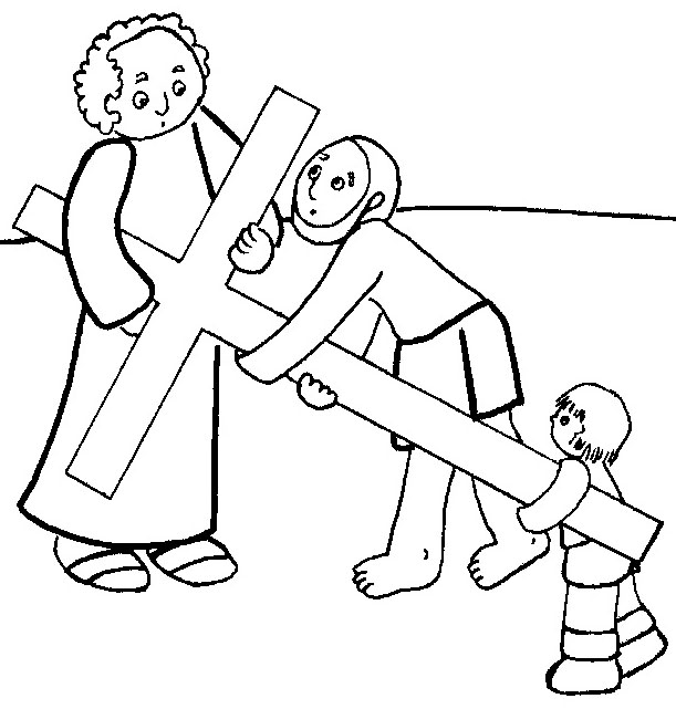 Cirineo ayuda a cargar la cruz