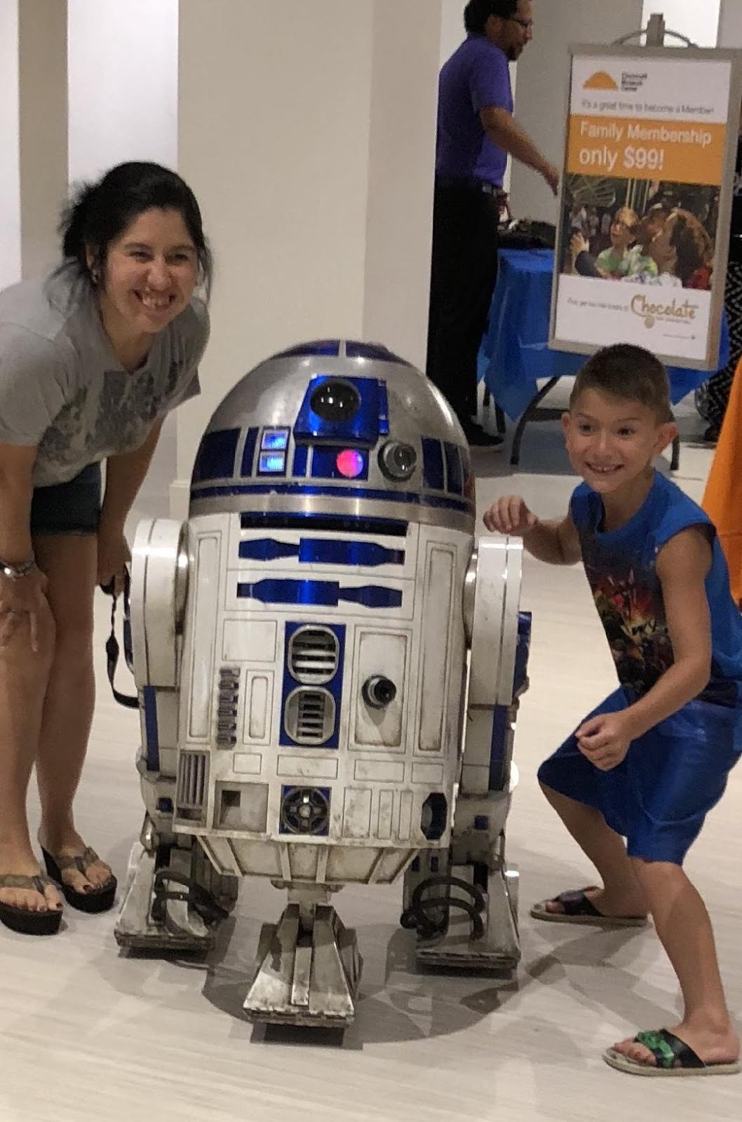 My sister, her son and R2-D2