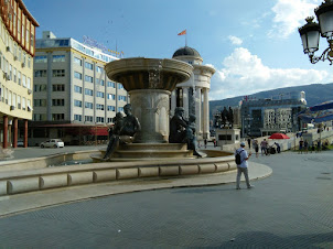 Sculptors at "Macedonia Square" in Skopje.