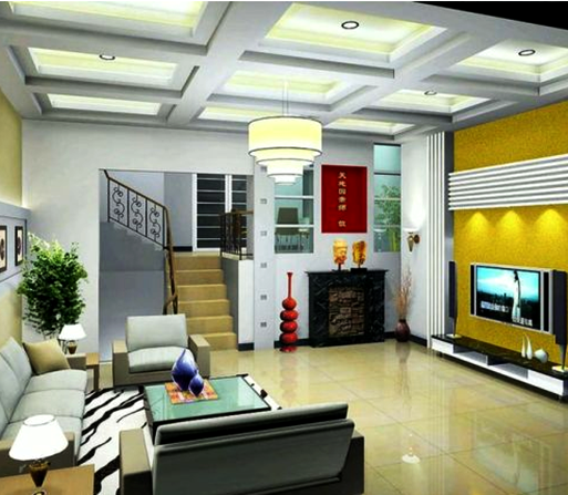 Contoh Desain Interior Ruang Tamu Dengan Kombinasi  Dua  