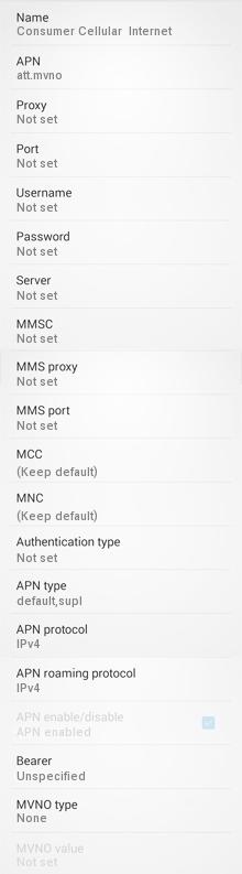 Consumer Cellular APN Settings for Android