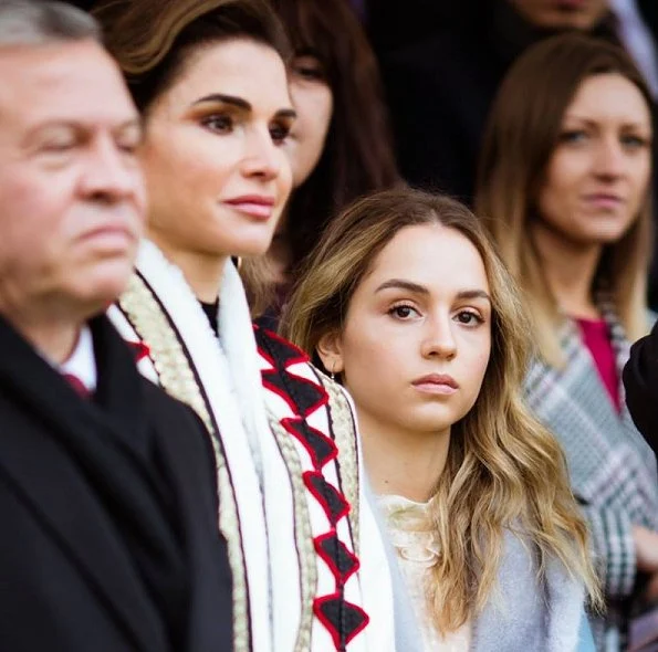 King Abdullah II, Queen Rania, Crown Prince Al Hussein and Princess Iman came to the United Kingdom and attended the Commissioning Parade