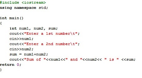 c++ program to find sum of 2 number | About Codes